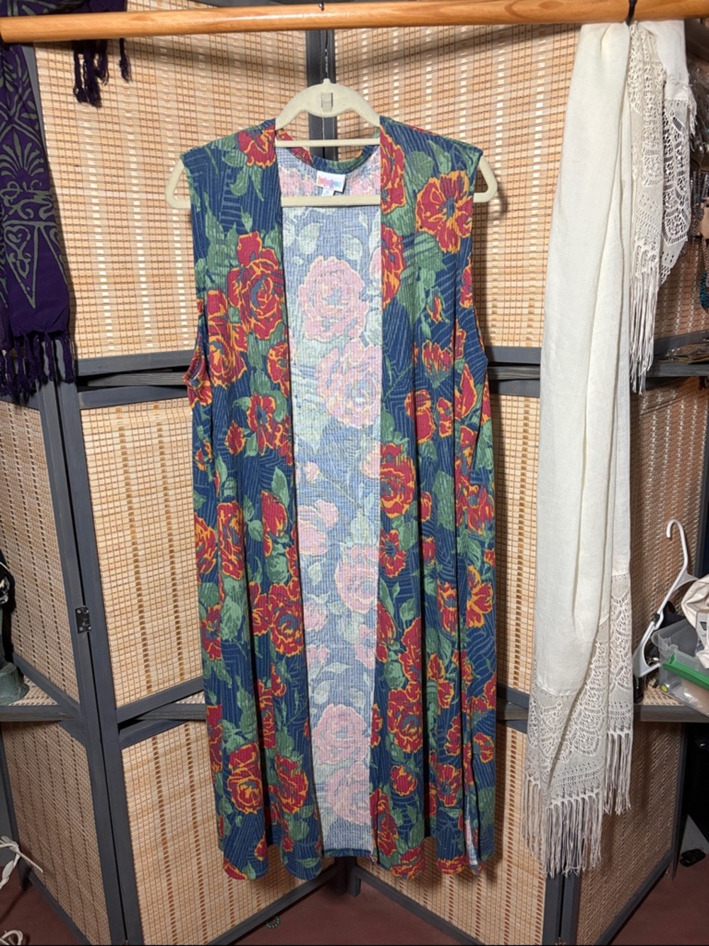 LuLaRoe Navy Floral Long Vest